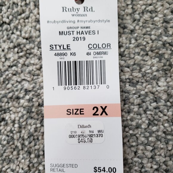 RUBY RD Blue white Stripe Top 3/4 Length Bell Sleeves 2x New with Tag - Picture 9 of 9